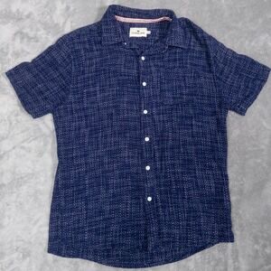 The Normal Brand Shirt Mens Medium Navy Freshwater Short Sleeve Button Up Knit
